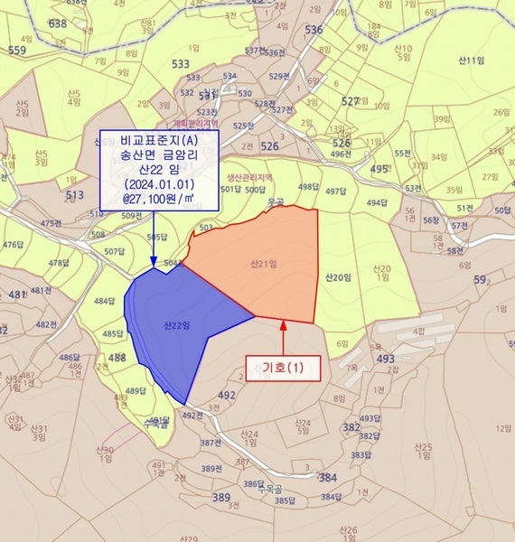 2024타경61504 충청남도 당진시 송산면 금암리 산21 임야 경매 이미지