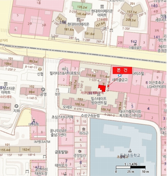 2025타경7448 대구광역시 수성구 상록로 80, 힐스테이트범어센트럴 101동 28층 2806호 오피스텔[계약38평형] 경매 이미지