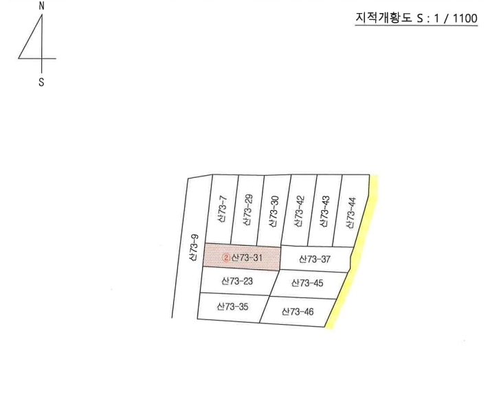 2025타경412 경상북도 포항시 남구 대송면 장동리 산73-31 임야 경매 이미지