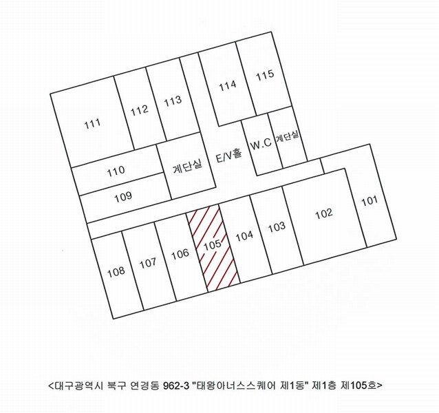 2025타경8294 대구광역시 북구 연경지묘로 2, 태왕아너스스퀘어주건축물 1동 1층 105호 근린상가 경매 이미지