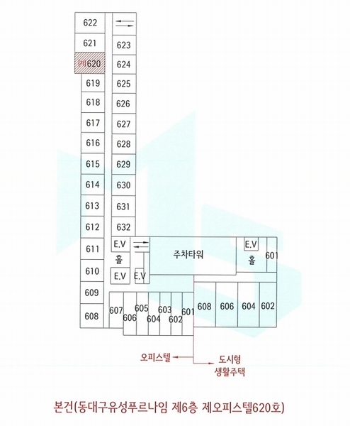 2025타경7806 대구광역시 동구 동부로22길 48, 동대구유성푸르나임 6층 오피스텔620호 오피스텔[계약22평형] 경매 이미지