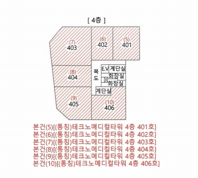 2024타경42055 대구광역시 달성군 현풍읍 테크노상업로 46, 주건축물 1동 4층 401호외5개호 근린상가 경매 이미지