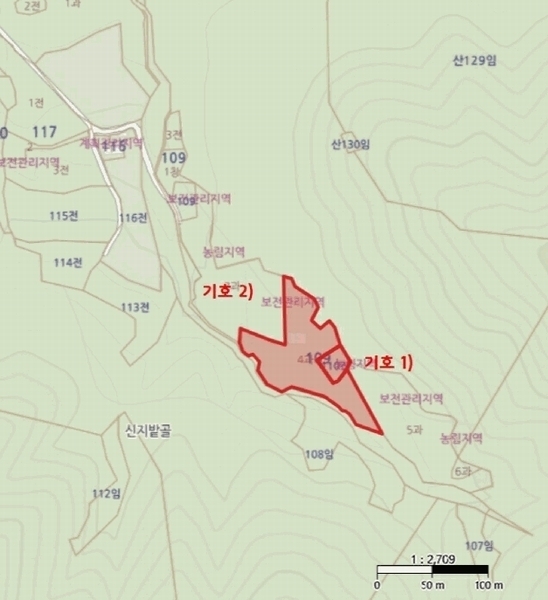 2025타경100206 경상북도 봉화군 물야면 개단리 110 과수원 경매 이미지