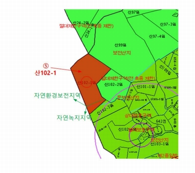 2024타경1964 경상북도 구미시 오태동 산102-1 임야 경매 이미지