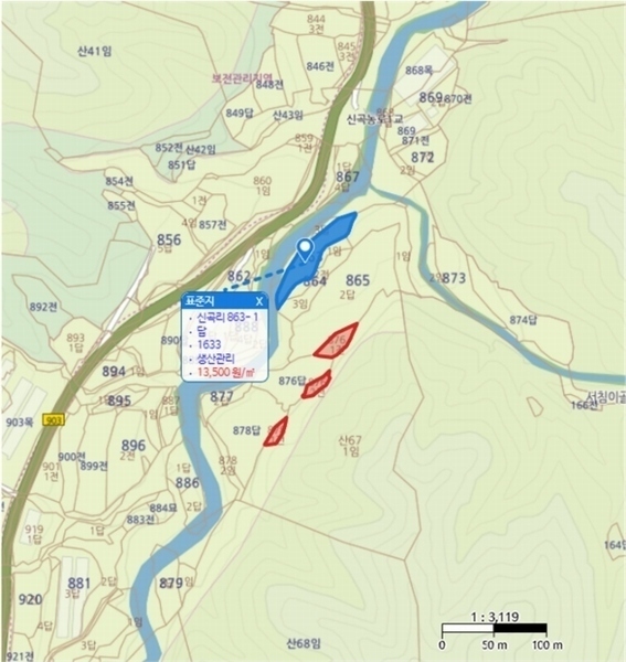 2024타경18504 경상북도 김천시 조마면 신곡리 876-1 농지 경매 이미지