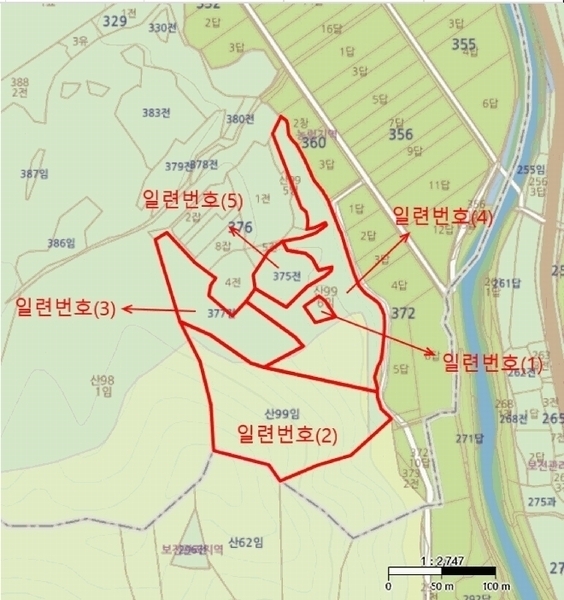2025타경10167 경상북도 영덕군 지품면 원전리 374 임야 경매 이미지