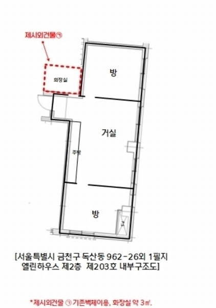 2024타경140331 서울특별시 금천구 독산로 335-2, 엘린하우스 2층 203호 근린상가 경매 이미지