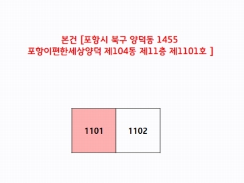 2024타경34874 경상북도 포항시 북구 천마로90번길 33, 포항이편한세상양덕 104동 11층 1101호 아파트[공급61평형] 경매 이미지