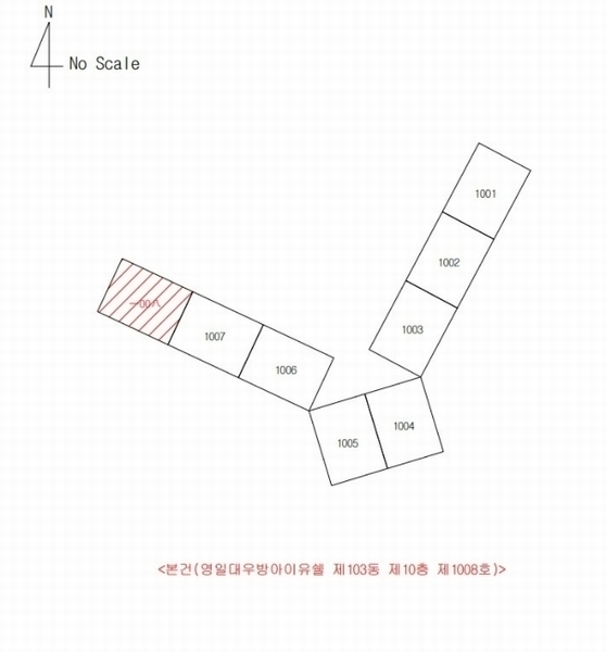 2024타경36993 경상북도 포항시 북구 학전로 53, 영일대우방아이유쉘 103동 10층 1008호 아파트[공급34평형] 경매 이미지