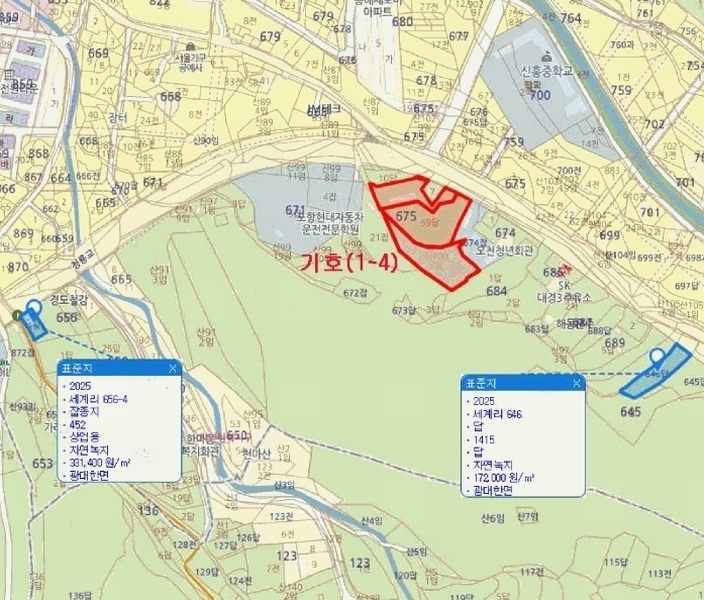 2025타경3818 경상북도 포항시 남구 오천읍 세계리 675-6 근린시설 경매 이미지