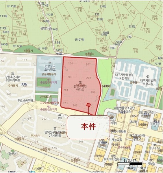 2025타경3697 경상북도 포항시 북구 장량중앙로 33, 한양수자인 210동 2층 203호 아파트[공급34평형] 경매 이미지