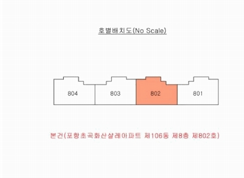 2025타경3758 경상북도 포항시 북구 초곡지구로58번길 82, 포항초곡화산샬레아파트 106동 8층 802호 아파트[공급33평형] 경매 이미지