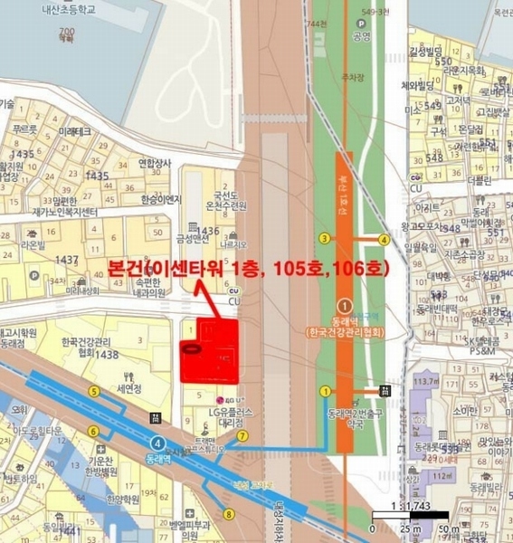 2024타경66626 부산광역시 동래구 중앙대로 1325, 이센타워 1층 105호외1개호 근린상가 경매 이미지
