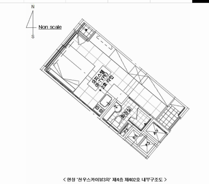 2025타경1480 부산광역시 부산진구 중앙대로 842, 천우스카이뷰3차 4층 402호 오피스텔[계약11평형] 경매 이미지