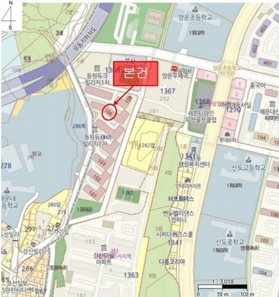 2023타경106608 부산광역시 해운대구 대천로67번길 43-15, 해운대동원듀크빌리지 106동 4층 505호 다세대(빌라)[공급33평형] 경매 이미지