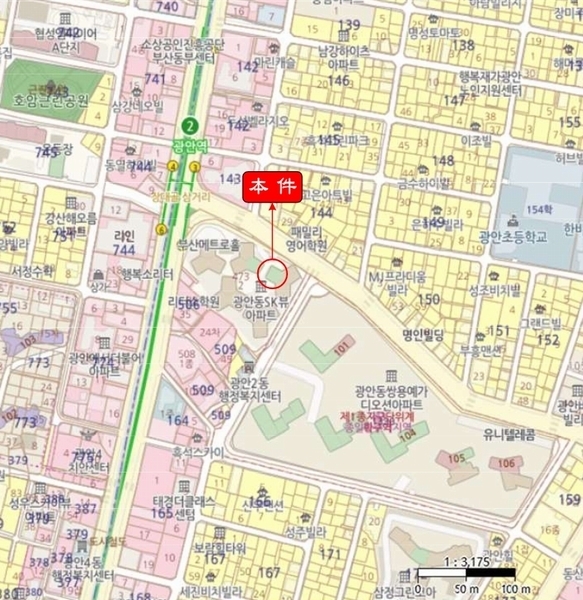 2022타경107215 부산광역시 수영구 광안로 12, 광안동에스케이뷰 101동 2층 203호 아파트[공급36평형] 경매 이미지