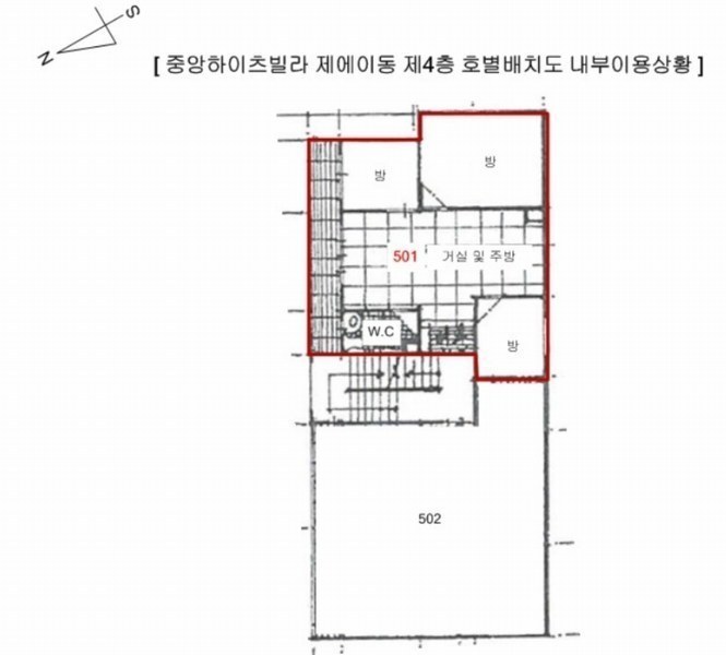 2024타경4644 부산광역시 북구 시랑로131번길 36, 중앙하이츠빌라 에이동 4층 501호 다세대(빌라)[공급20평형] 경매 이미지