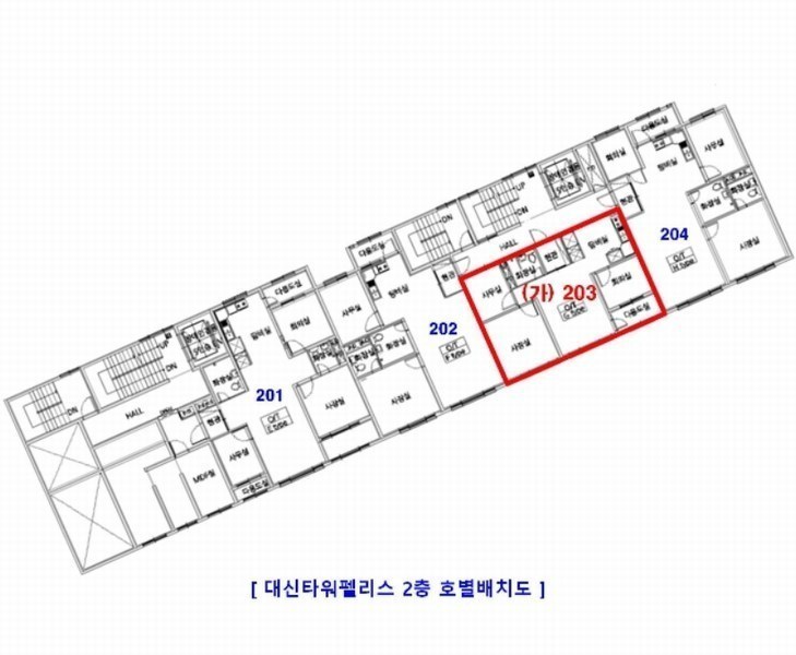 2024타경110457 부산광역시 서구 구덕로279번길 22-5, 대신타워펠리스 2층 203호 오피스텔[계약34평형] 경매 이미지