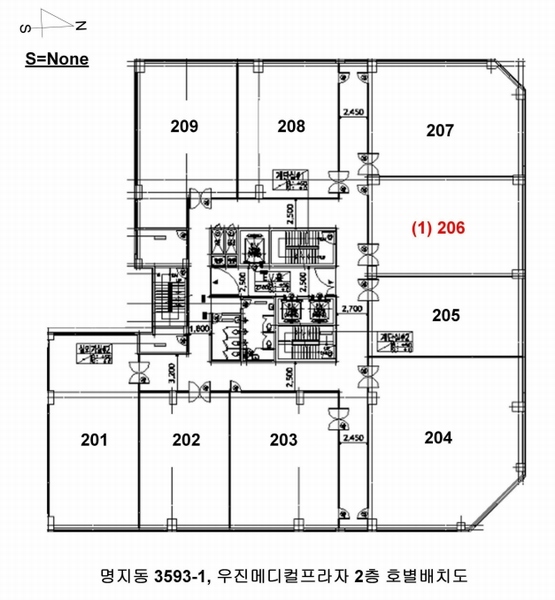2025타경101315 부산광역시 강서구 명지국제1로 25, 우진메디컬프라자 2층 206호 근린상가 경매 이미지