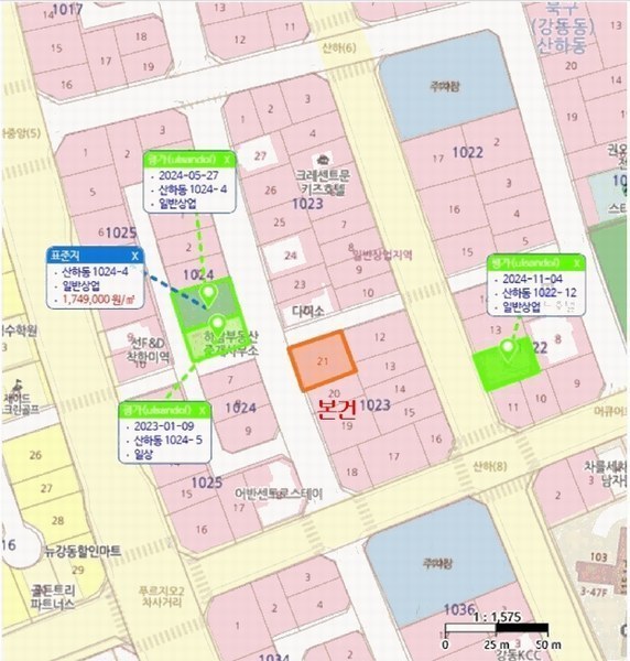2025타경11499 울산광역시 북구 산하동 1023-21 대지 경매 이미지