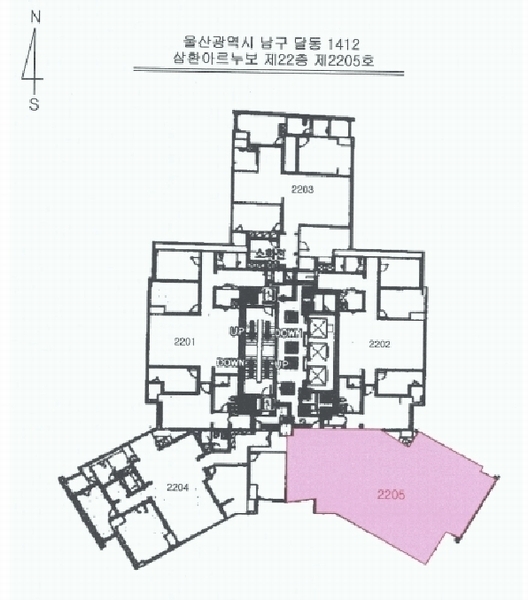 2025타경1039 울산광역시 남구 삼산로 87, 삼환아르누보 22층 2205호 아파트[공급52평형] 경매 이미지
