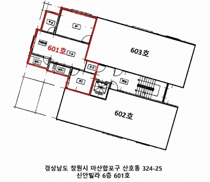 2025타경20624 경상남도 창원시 마산합포구 합포동4길 49경상남도 창원시 마산합포구 합포○○○○, 신안빌라 6층 601호신안빌라○○ 아파트 경매 이미지