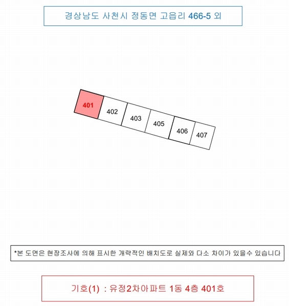 2025타경31089 경상남도 사천시 동계길 15-12, 유정2차아파트 1동 4층 401호 아파트[공급27평형] 경매 이미지