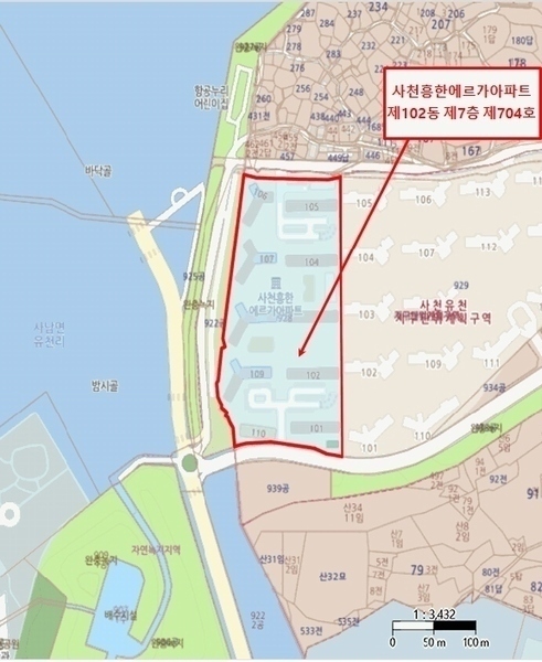 2025타경30603 경상남도 사천시 사남면 유천길 281, 사천흥한에르가아파트 102동 7층 704호 아파트[공급34평형] 경매 이미지
