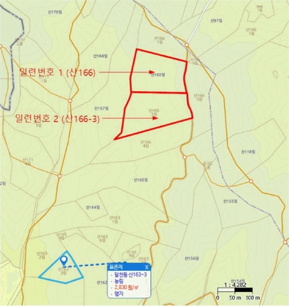 2025타경11339 울산광역시 북구 달천동 산166-3 임야 경매 이미지