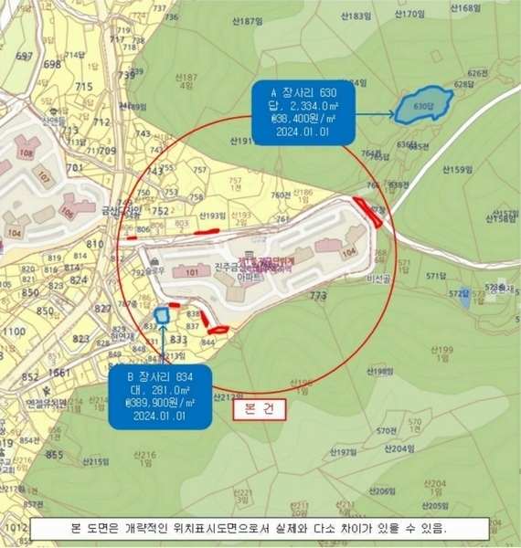 2024타경39341 경상남도 진주시 금산면 장사리 840-8 대지 경매 이미지