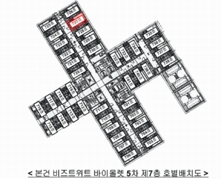 2025타경11916 서울특별시 금천구 디지털로12길 15, 비즈트위트 바이올렛 5차 7층 727호 오피스텔[계약8평형] 경매 이미지