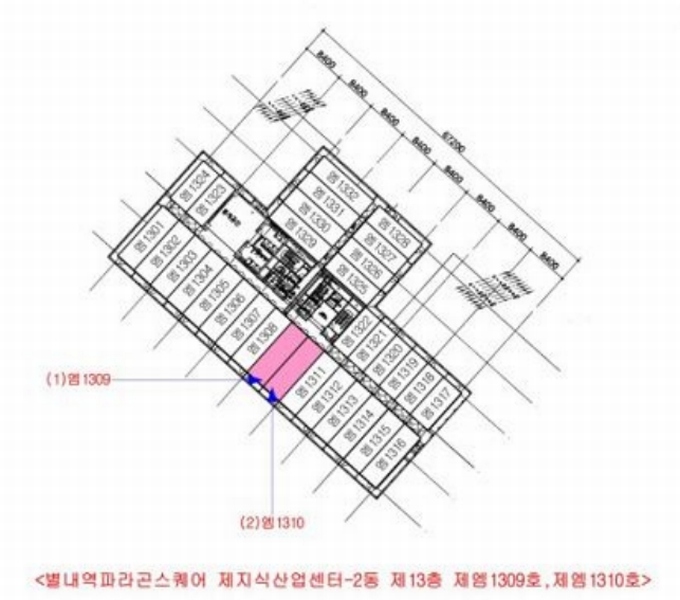 2025타경2306 경기도 남양주시 순화궁로 249, 별내역파라곤스퀘어 지식산업센터-2동 13층 엠 1310호 아파트형공장 경매 이미지