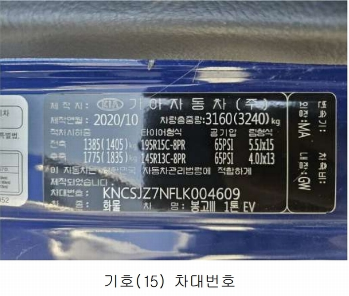 2025타경51818 경기도 광주시 쌍령동 135 봉고Ⅲ 1톤 EV 경매 이미지