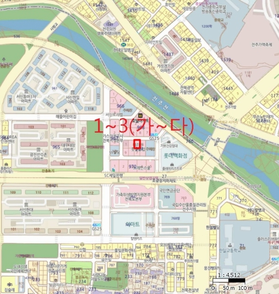 2025타경100 전북특별자치도 전주시 완산구 새터로 122-13, 대한빌딩 3층 301호 근린상가 경매 이미지
