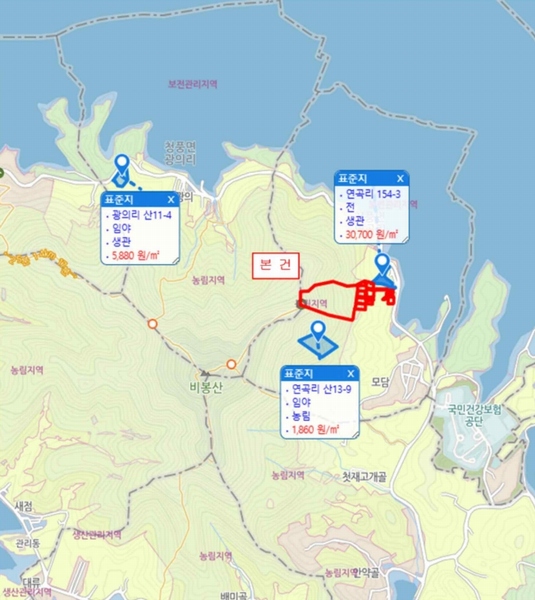 2025타경5259 충청북도 제천시 청풍면 연곡리 204 임야 경매 이미지