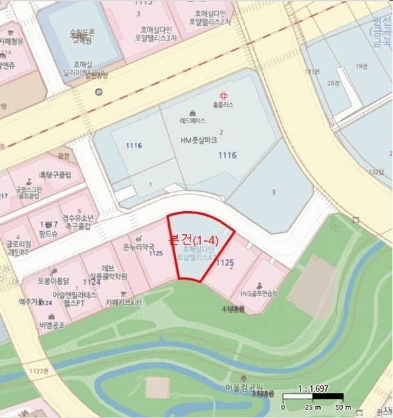 2025타경54892 경기도 수원시 권선구 금곡로196번길 92, 다인로얄팰리스호매실테라스4차 1층 121호 근린상가 경매 이미지