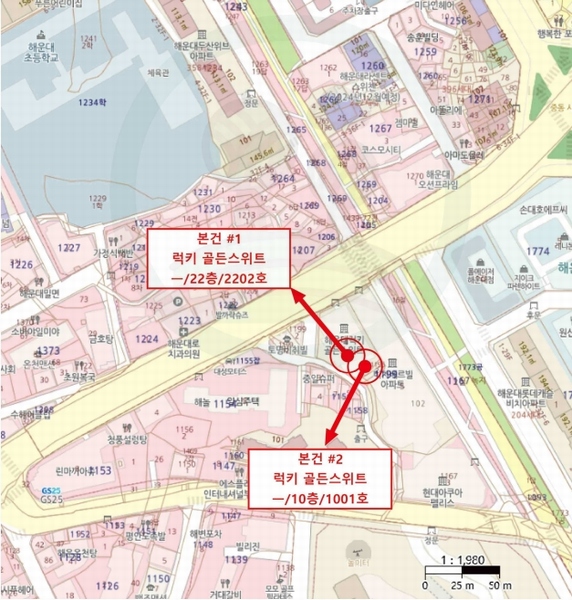 2024타경100447 부산광역시 해운대구 해운대해변로 346, 럭키골든스위트 10층 1001호 아파트[공급33평형] 경매 이미지