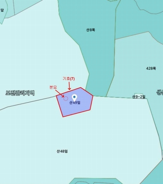 2024타경52534 경기도 안성시 보개면 기좌리 산49 임야 경매 이미지
