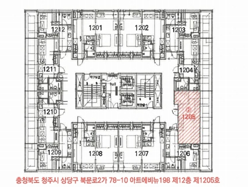 2025타경51892 충청북도 청주시 상당구 중앙로 9-1, 아트에비뉴198 12층 1205호 아파트[공급10평형] 경매 이미지