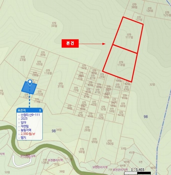 2025타경4667 경기도 포천시 영북면 산정리 산9-118 임야 경매 이미지
