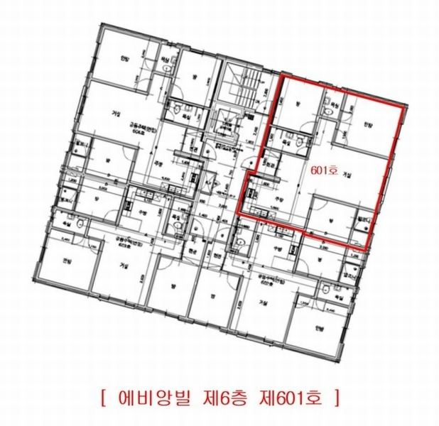 2026타경501116 인천광역시 서구 완정로33번길 9, 에비앙빌 6층 601호 다세대(빌라)[공급26평형] 경매 이미지