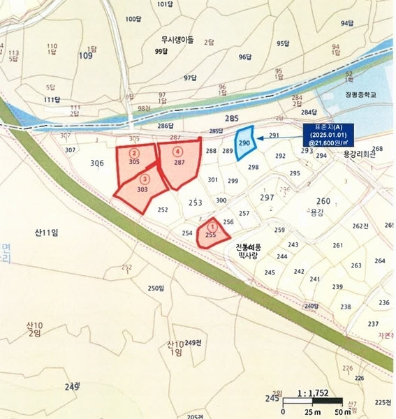 2025타경5278 전라남도 장흥군 장평면 용강리 305 대지 경매 이미지