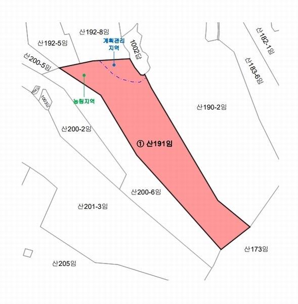 2025타경401 경상남도 고성군 동해면 장기리 산191 임야 경매 이미지