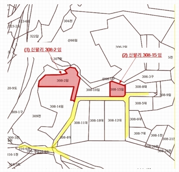 2025타경73623 경기도 포천시 내촌면 신팔리 308-2 임야 경매 이미지