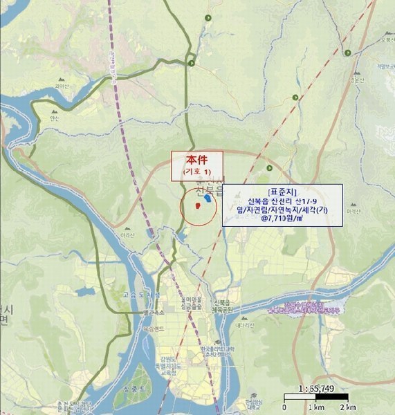 2025타경1760 강원특별자치도 춘천시 신북읍 지내리 산50-47 임야 경매 이미지