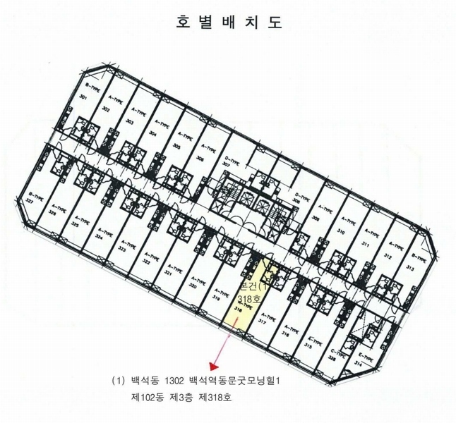 2025타경60851 경기도 고양시 일산동구 장백로 20, 백석역동문굿모닝힐1 102동 3층 318호 오피스텔 경매 이미지