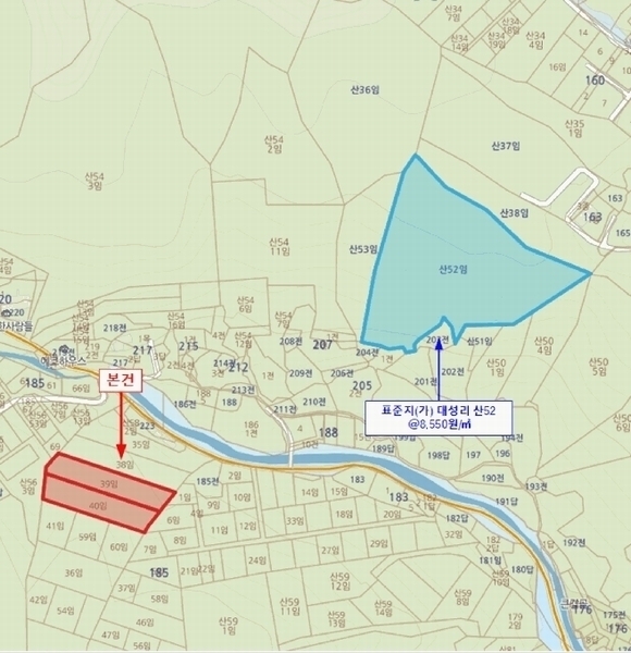 2025타경70750 경기도 가평군 청평면 대성리 185-39 임야 경매 이미지