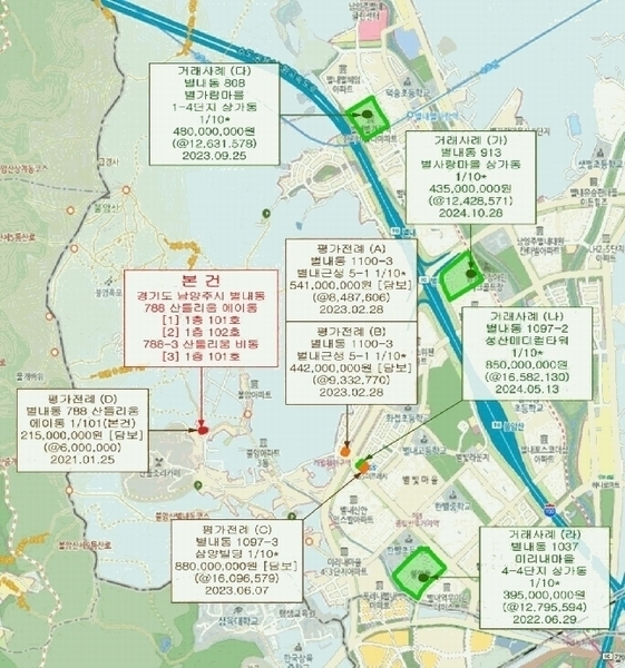 2025타경71487 경기도 남양주시 불암산로97번길 22-14, 산들리움 에이동 1층 101호외2개호 근린상가 경매 이미지