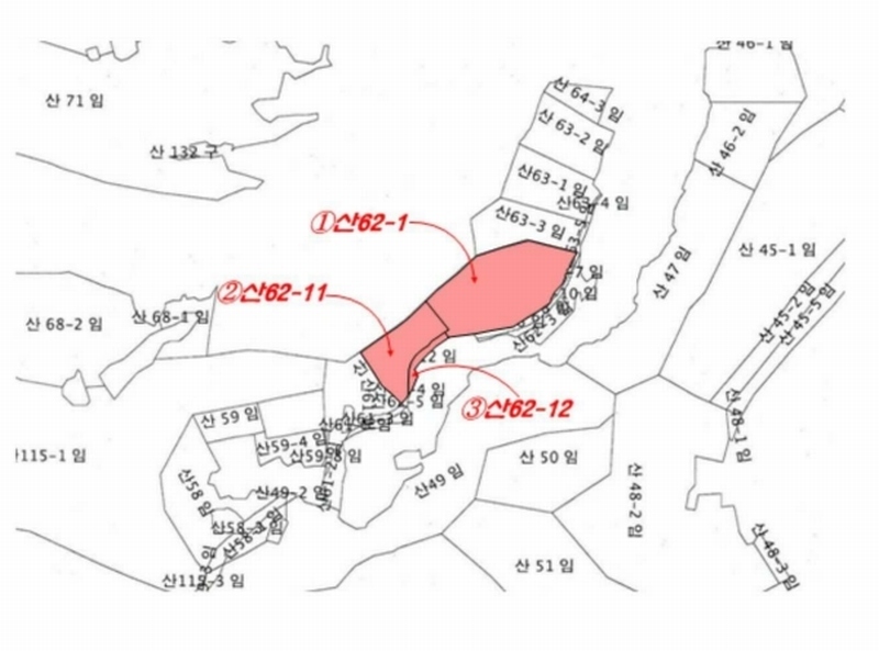 2024타경86307 경기도 가평군 설악면 사룡리 산62-1 임야 경매 이미지