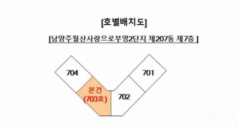 2025타경71398 경기도 남양주시 화도읍 경춘로2290번길 1, 남양주월산사랑으로부영2단지 207동 7층 703호 아파트[공급53평형] 경매 이미지